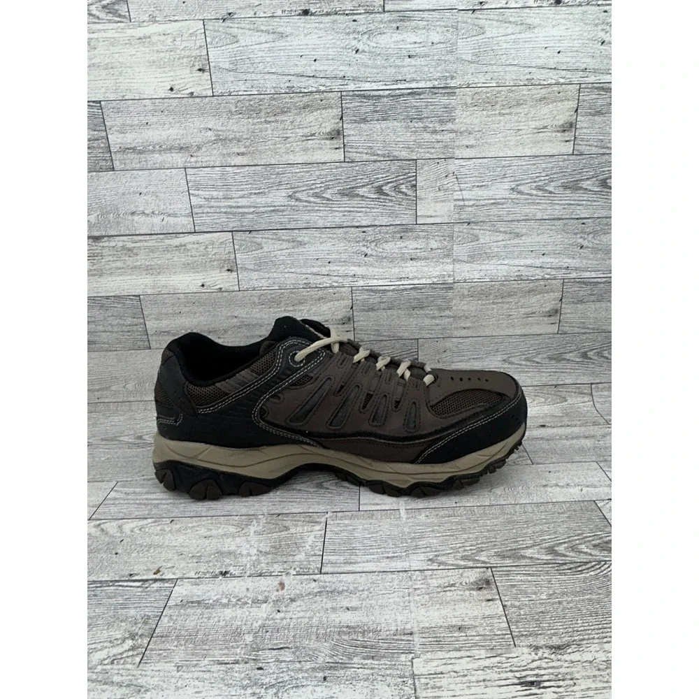 Skechers Athletics Men 10.5 Brown Black Leather Hiking‎ Walking Shoes 50125EWW